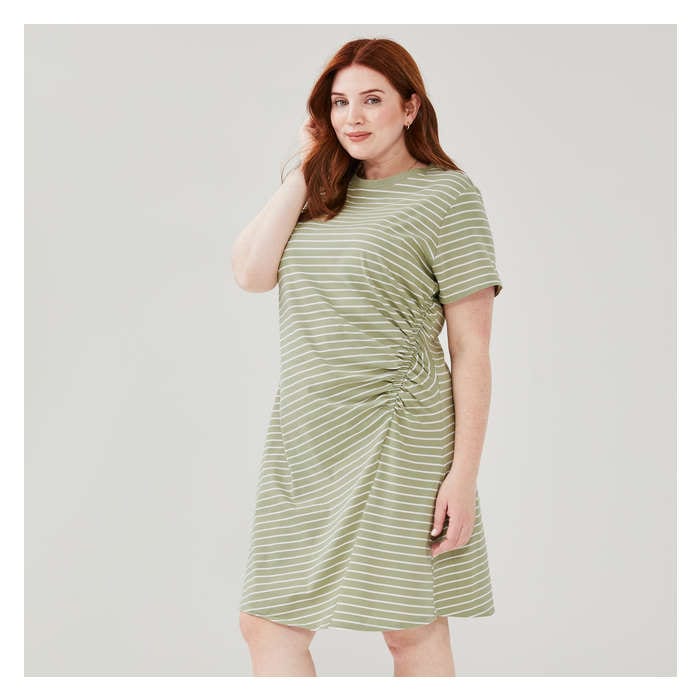 Women+ Ruched Cotton T-Shirt Dress